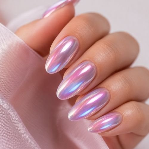 Chrome aura nails 1
